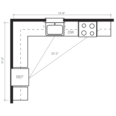 L-Shaped Kitchen Floorplan