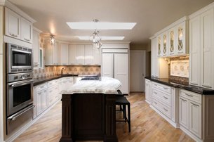 White Kitchen With Marble Island