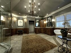 Large Bathroom With Chandelier