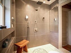 Universal Design Gray Bathroom - Shower Details