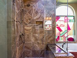 Stained Glass Master Bathroom - Shower Design