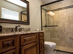 Small Bathroom With Decorative Tile - Bathroom Sink Design