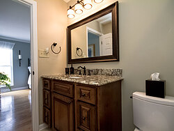 Small Bathroom With Decorative Tile - Bathroom Sink
