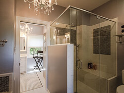 Modern Divided Bathroom - Glass Shower Doors