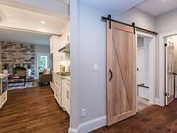 White Traditional Kitchen - Barn Door