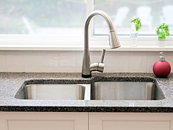 Transitional Kitchen With A Pop Of Color - Kitchen Faucet
