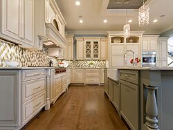 Gray and White Kitchen - Wood Floors