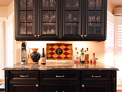 Large Kitchen With Island - Black Cabinets