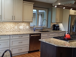 Transitional Kitchen With Island Cooktop - Cabinets