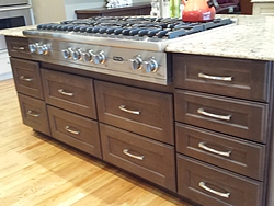 Transitional Kitchen With Island Cooktop - Island Cabinets