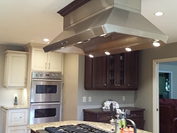 Transitional Kitchen With Island Cooktop - Island Hood