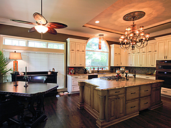 Large Kitchen with Functional Island - Chandelier Lighting