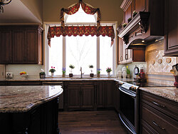 Traditional Kitchen With Center Island - Large Windows