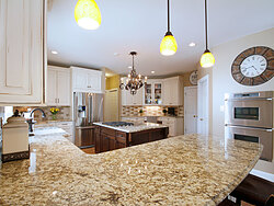 Transitional Kitchen With Accent Island - Countertop