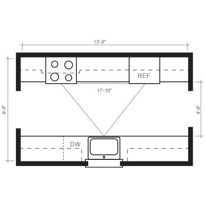 Corridor Kitchen Floorplan