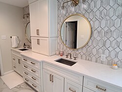 Double Vanity White with Gold