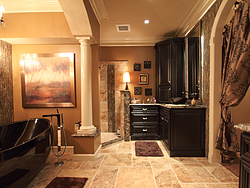 Black Tub Bathroom - Tile Floor