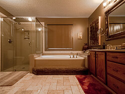 Warm Bathroom With Glass Shower - Design