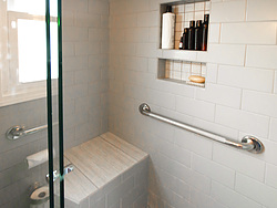 Gray Toned Bathroom - Shower Bench