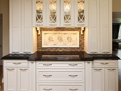 White Kitchen With Marble Island - Cabinet Design