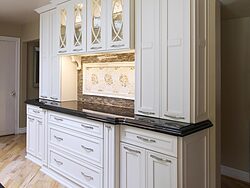 White Kitchen With Marble Island - Cabinet