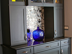 Contemporary Kitchen With Glass Accents - Cabinet Storage Design