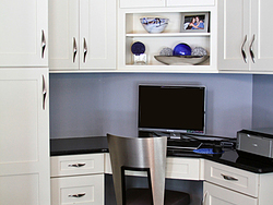 Contemporary Kitchen With Glass Accents - Corner Cabinet Desk