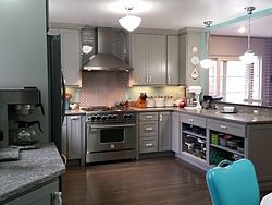 Contemporary Gray & Teal Kitchen
