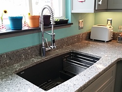 Contemporary Gray & Teal Kitchen - Kitchen Sink