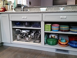 Contemporary Gray & Teal Kitchen - Kitchen Storage
