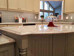 Traditional Gray and White Kitchen - Island Countertop