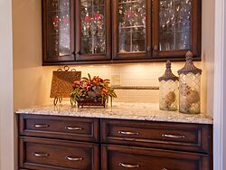 Traditional Open Kitchen - Glass Cabinets
