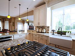 Transitional Kitchen With Accent Island - Island Stovetop