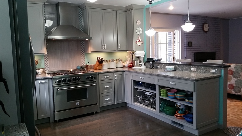 Henry  Contemporary Gray & Teal Kitchen Design